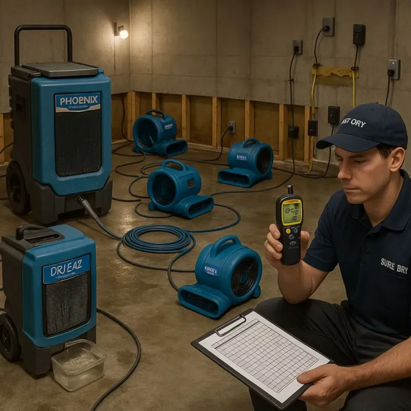 Structural Drying and Dehumidification process in Dixon Lane-Meadow Creek, CA